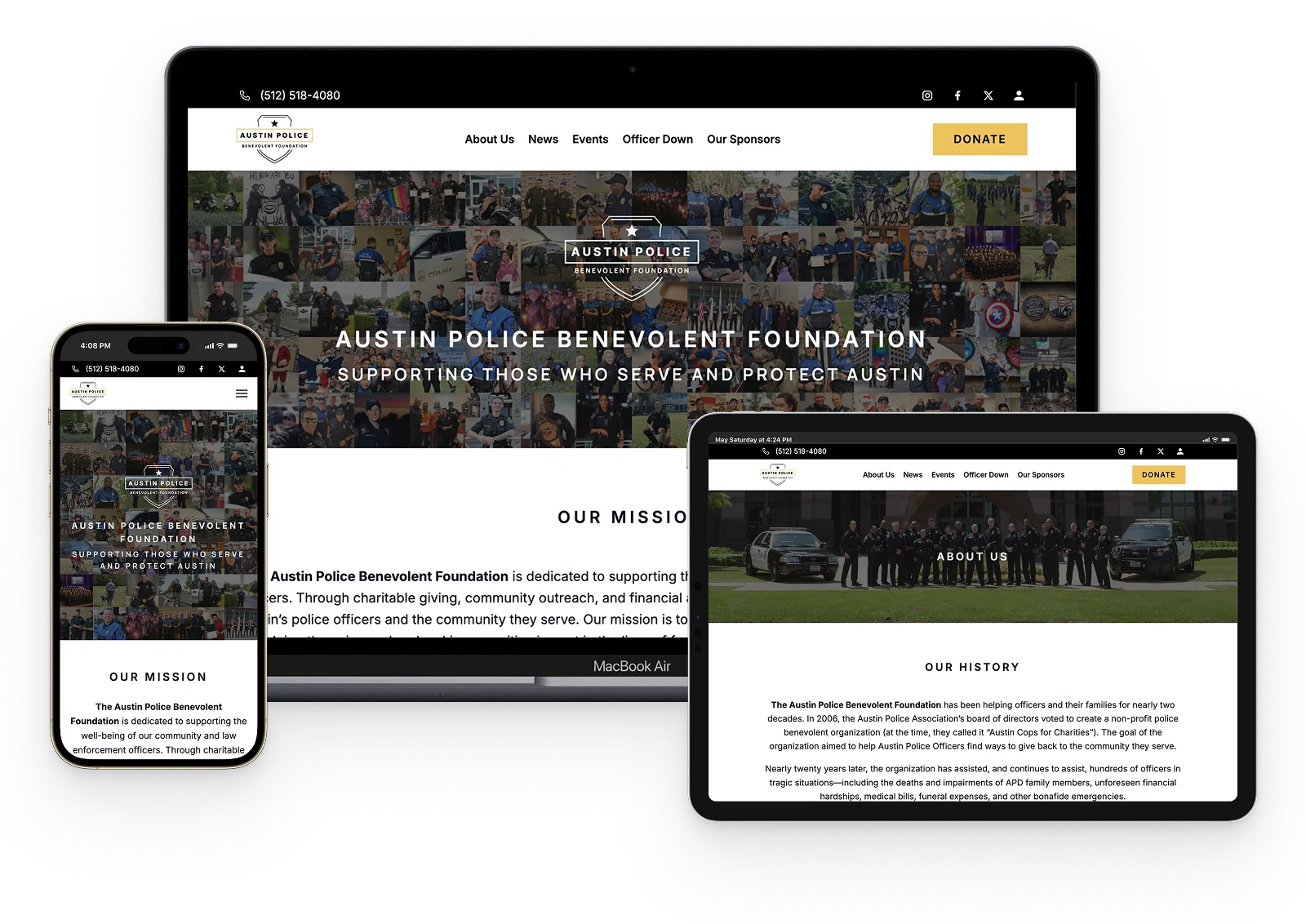 Austin Police Benevolent Foundation website mockup
