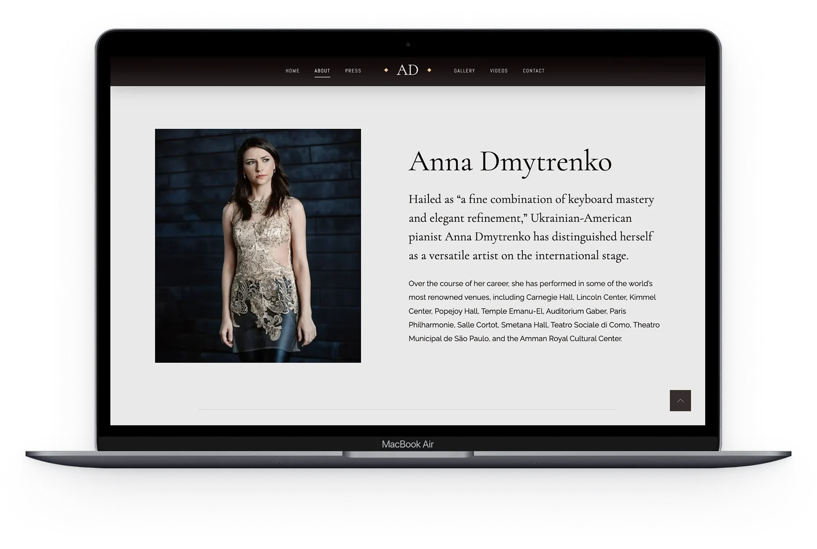 Anna Dmytrenko Concert Pianist Website - Desktop view