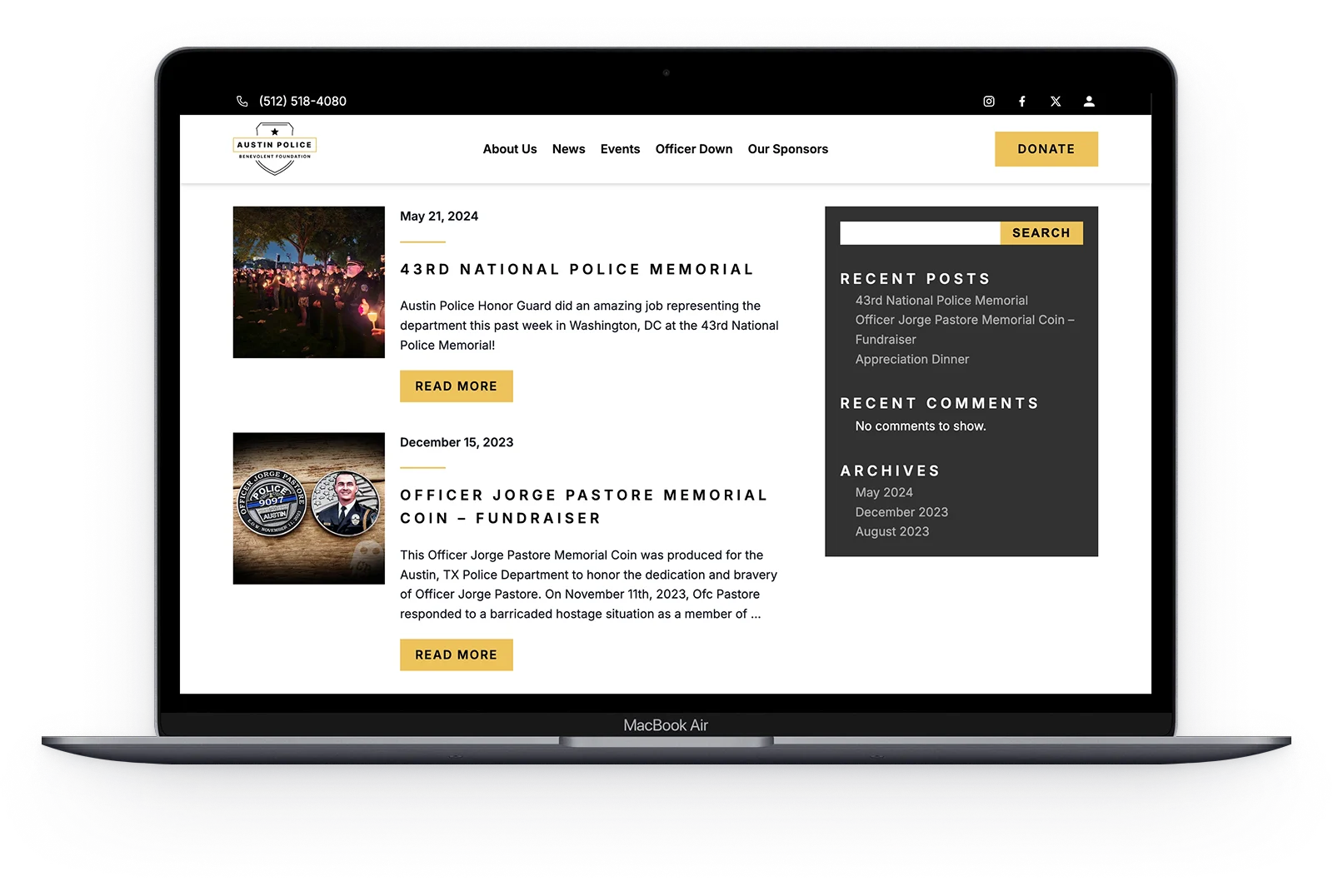 Austin Police Benevolent Foundation Website - Desktop view