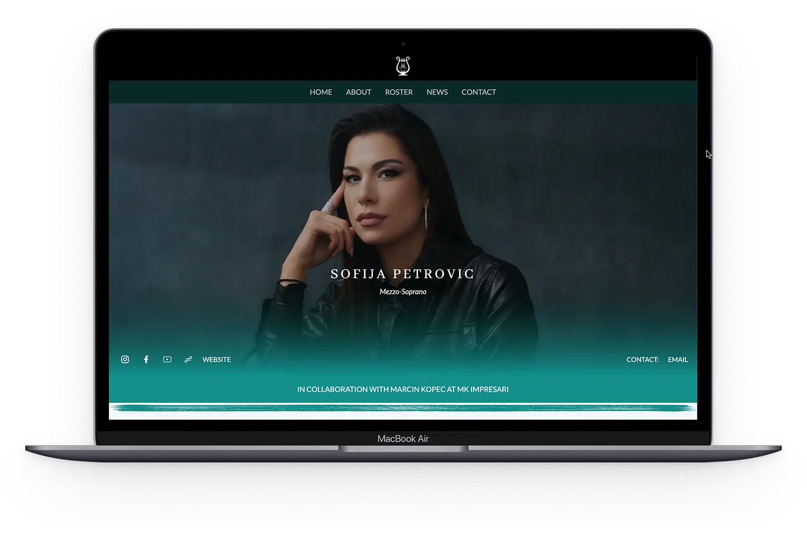 Arcadia Artists Management Website - Desktop view