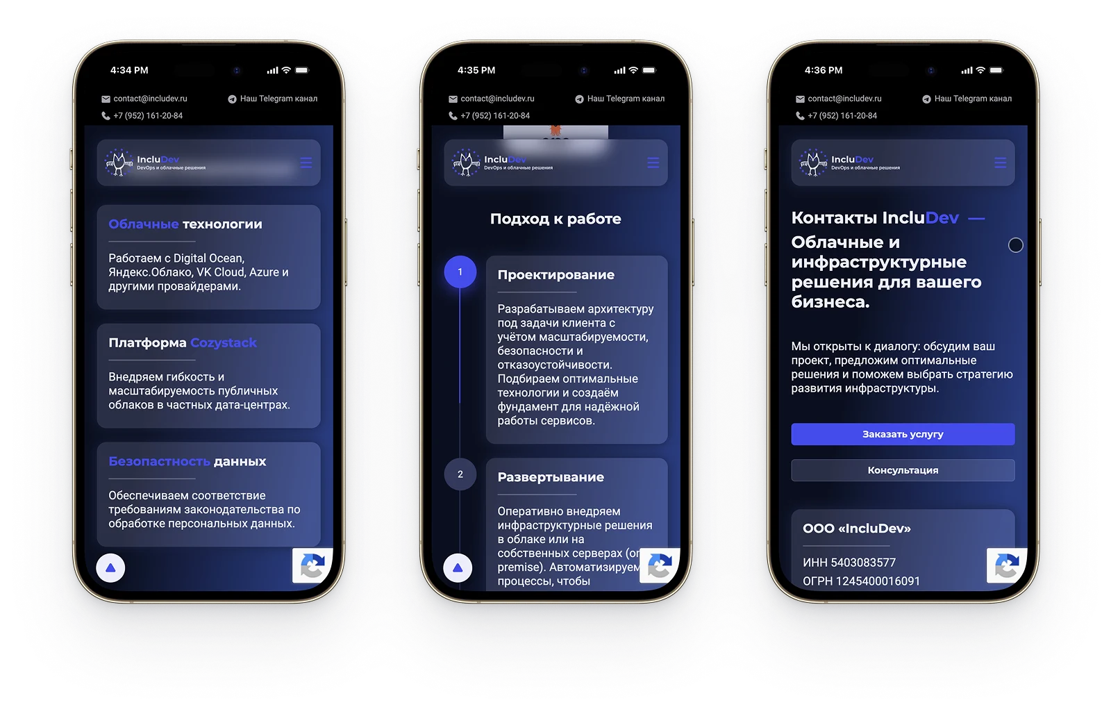 IncluDev Website - Mobile view