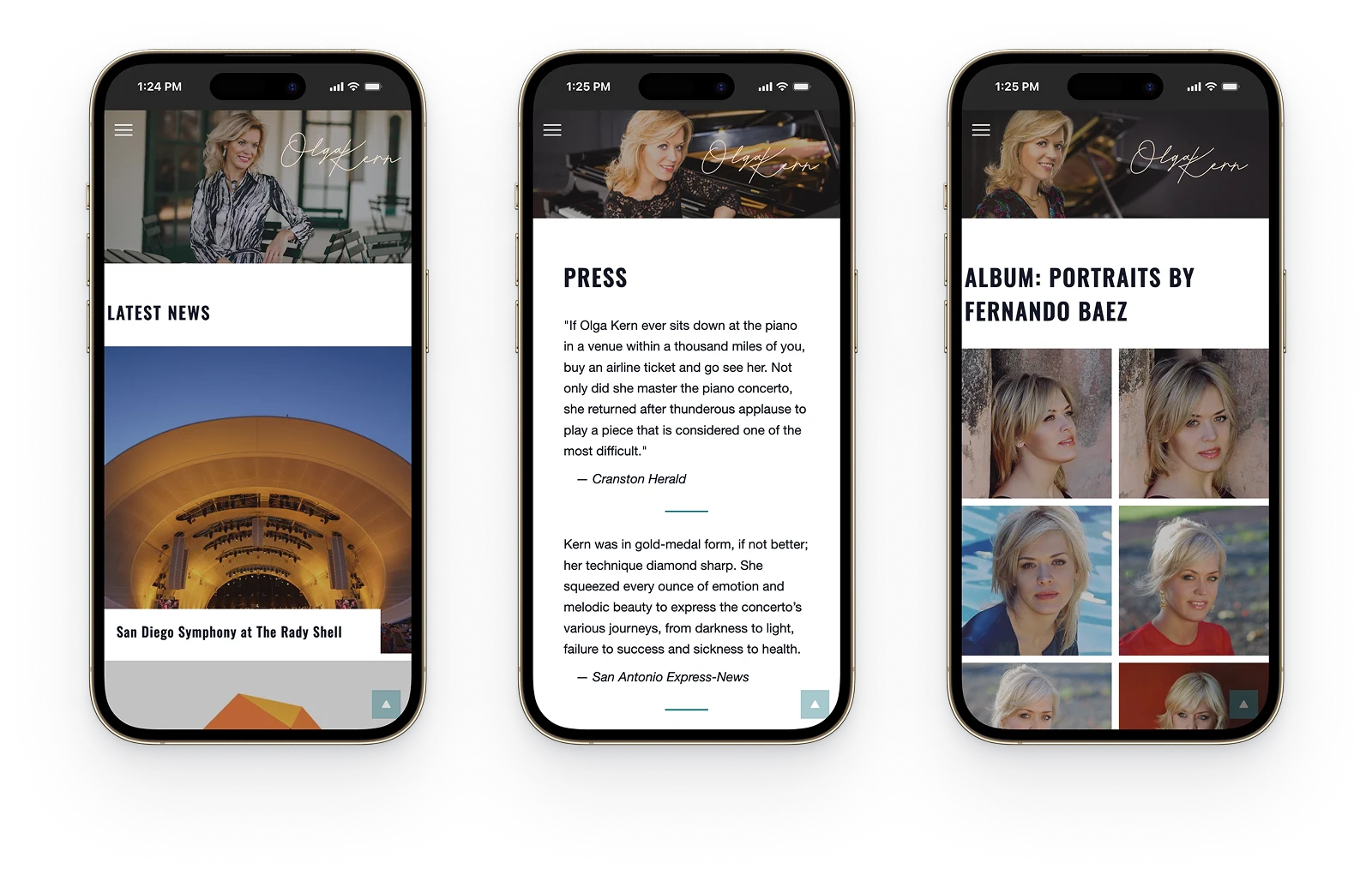 Olga Kern World-Class Pianist Website - Mobile view